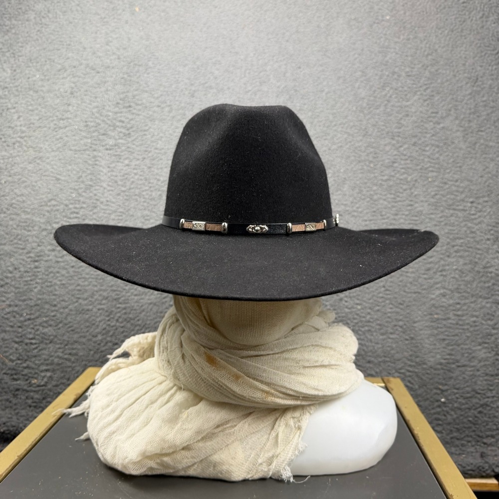 Justin 4X Black Wool Felt Cowboy Hat 7 1/4 Milano Hat Co Western Headwear USA